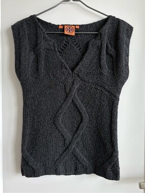 Tory Burch Charcoal Cable Knit Vest